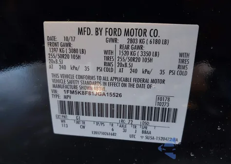 2018 Ford Explorer Limited z USA, uszkodzony, nr VIN 1FM5K8F81JGA15526